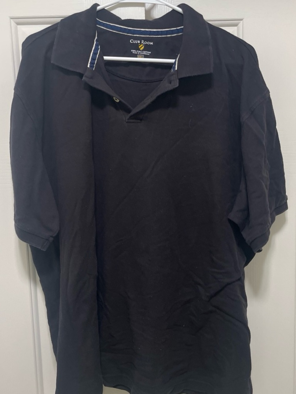 Club Room Black Short-Sleeve Polo with Subtle Collar Trim